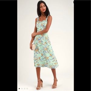 Sage Floral Tie-Back Dress